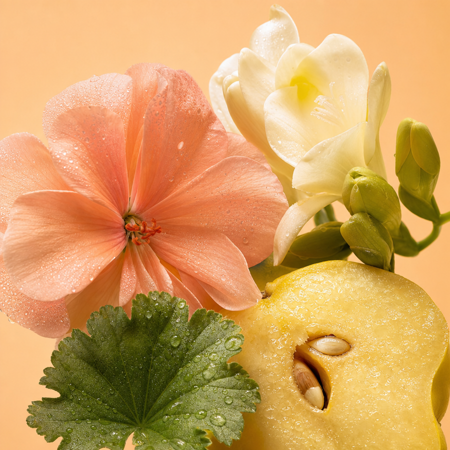 Geranium, Quitte und Freesie