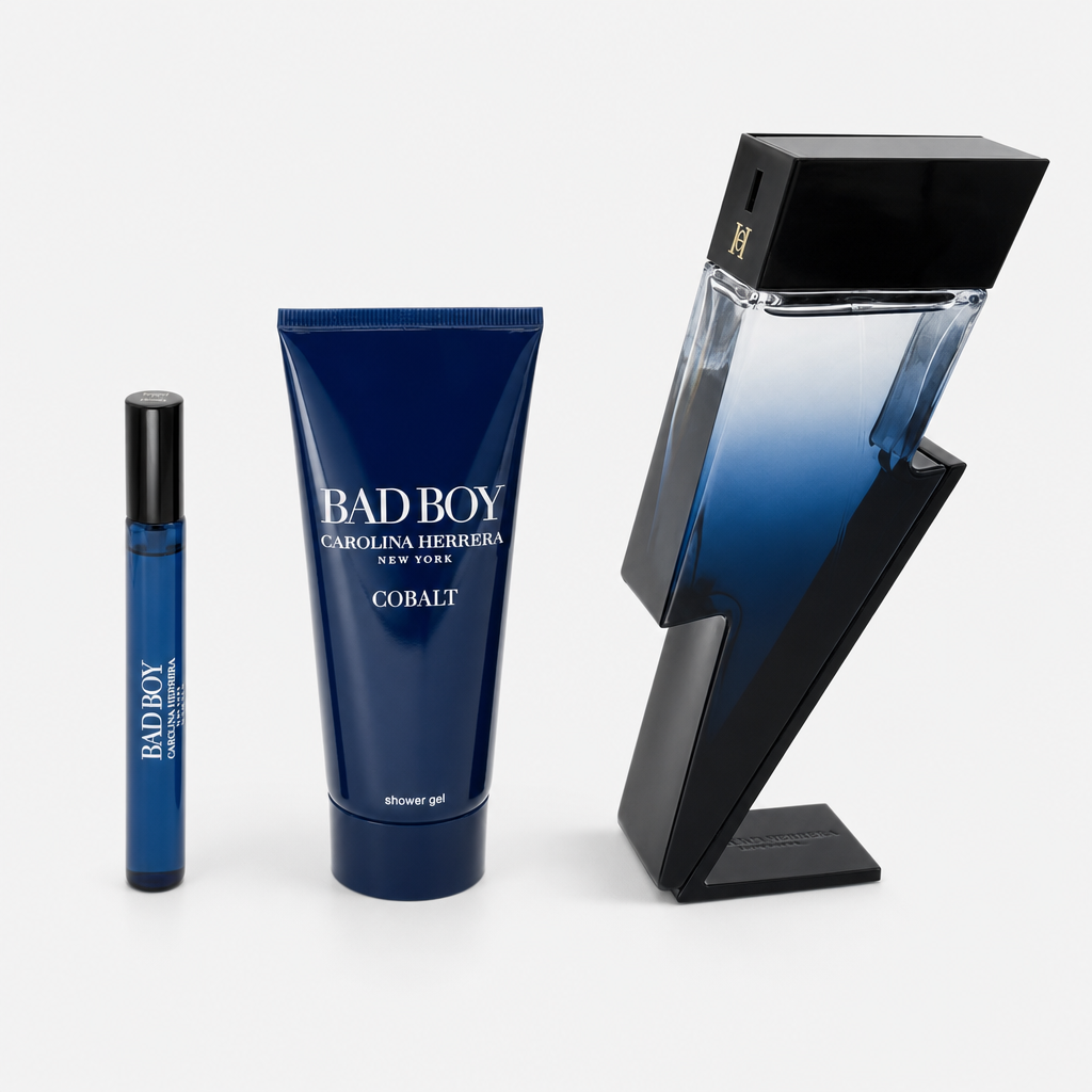 Carolina Herrera Bad Boy Cobalt Eau de Parfum (100 ml + 10 ml) + (100 ml Duschgel) Geschenkset – Bild 1